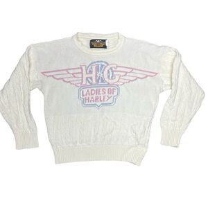 Vintage Harley Davidson Ladies Of Harley Women’s Cable Knit Sweater Small USA
